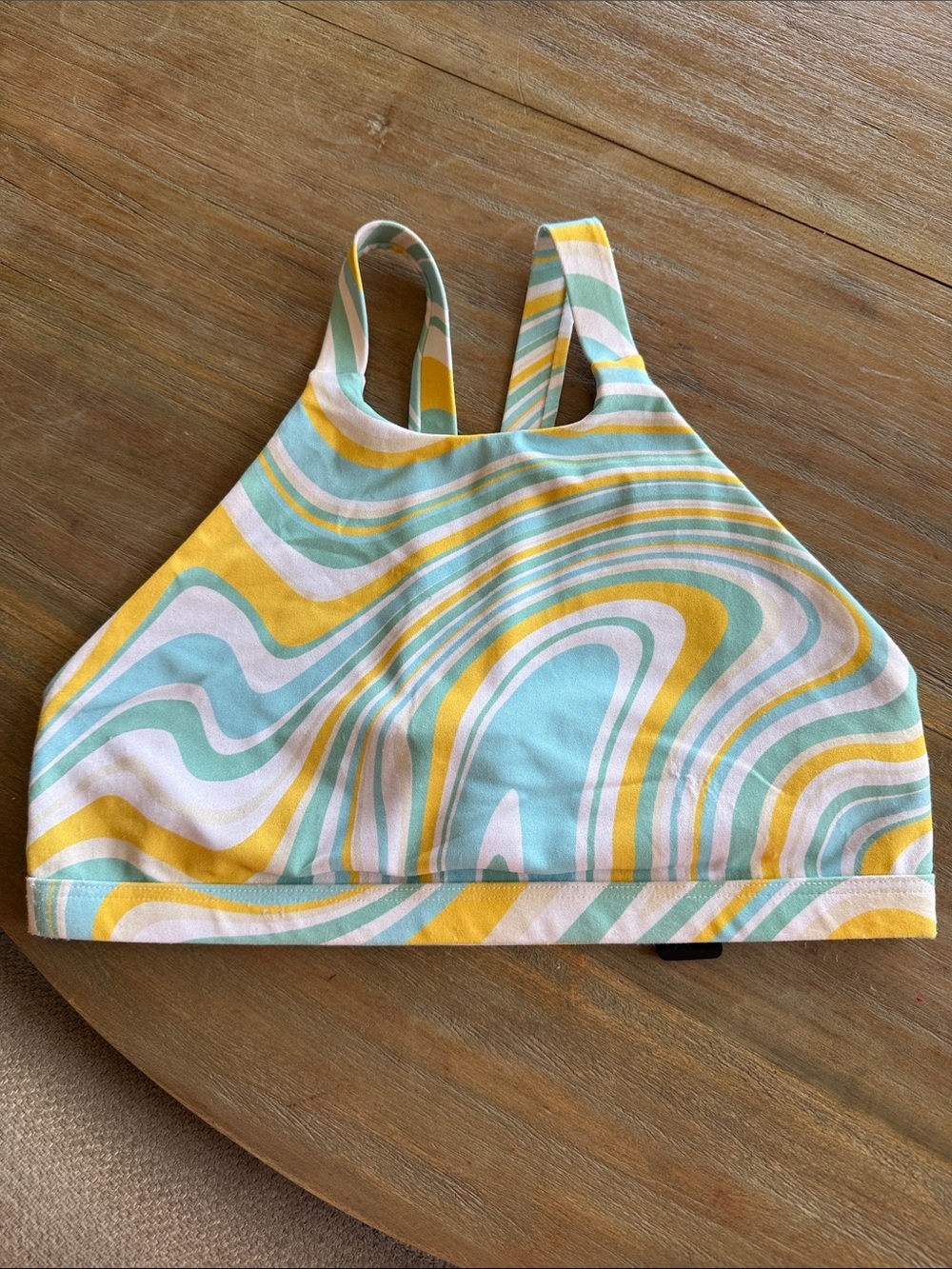 Jolyn Clothing Retro Swirl High-Neck Bikini Top in Yellow, Mint & White KAYLEE